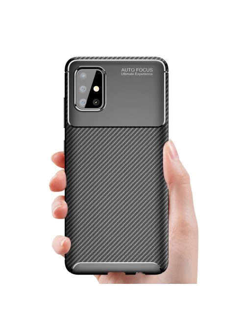 RMPACK Samsung Galaxy A51 Tok Szilikon TPU Ütésálló New Carbon Fekete