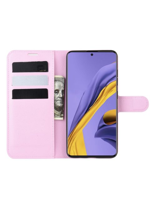 RMPACK Samsung Galaxy A51 Notesz Tok Business Series Kitámasztható Bankkártyatartóval Rózsaszín