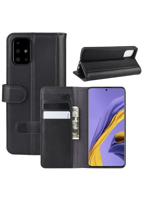 RMPACK Samsung Galaxy A51 Bőrtok Notesz Kártyatartóval Kitámasztható Fekete
