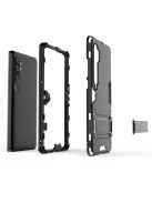 RMPACK Xiaomi Mi Note 10 / Mi Note 10 Pro 2in1 Tok Ütésálló - Kitámasztható TPU Hybrid Fekete
