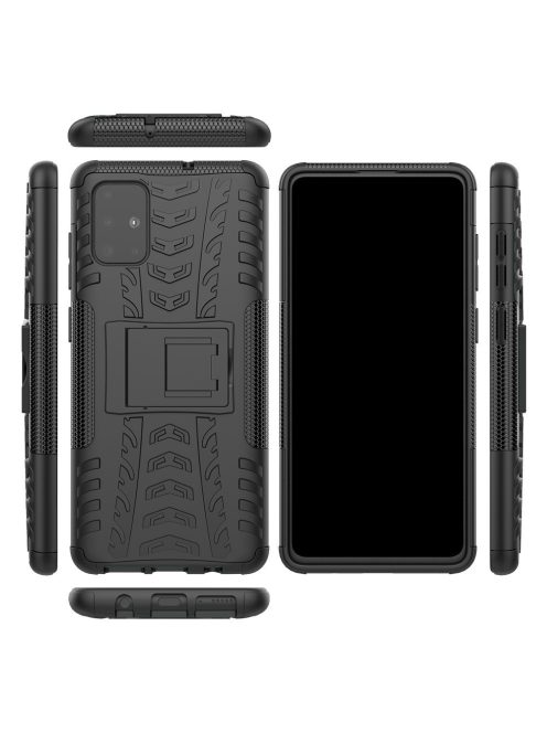 RMPACK Samsung Galaxy A71 Ütésálló Tok Kitámasztható 2in1 Hybrid Fekete