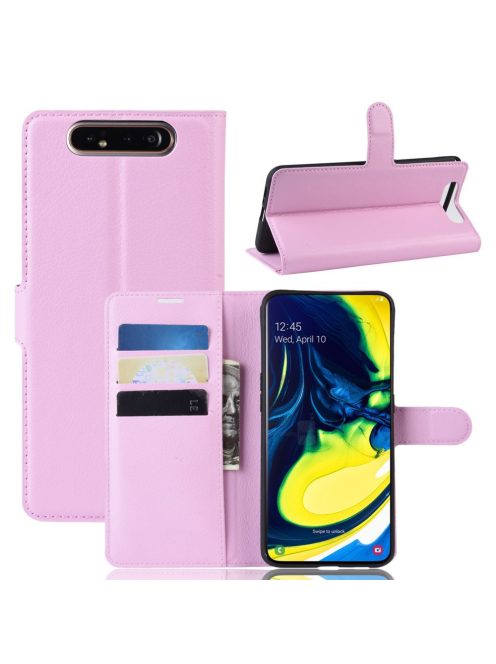 RMPACK Samsung Galaxy A80 Notesz Tok Business Series Kitámasztható Bankkártyatartóval Rózsaszín