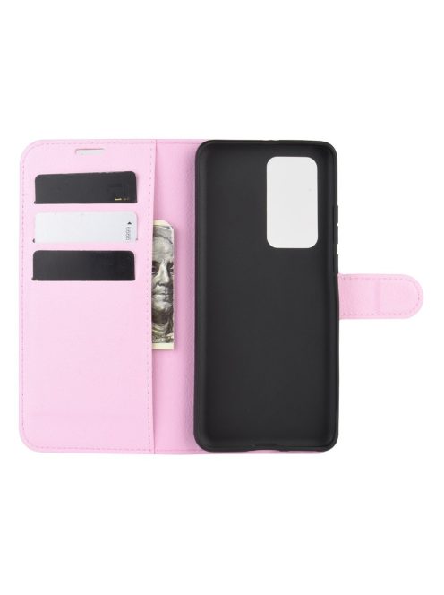RMPACK Huawei P40 Notesz Tok Business Series Kitámasztható Bankkártyatartóval Rózsaszín