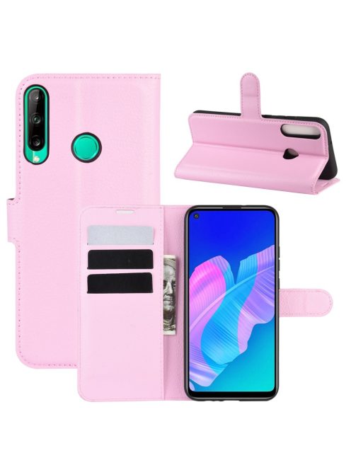 RMPACK Huawei P40 Lite E Notesz Tok Business Series Kitámasztható Bankkártyatartóval Rózsaszín