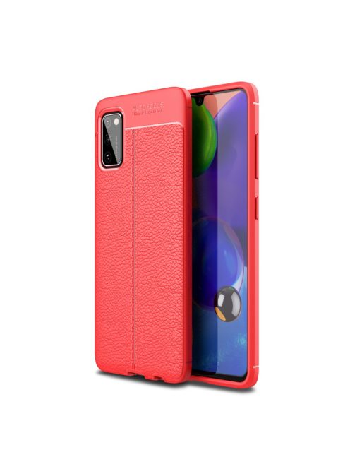 RMPACK Samsung Galaxy A41 Szilikon Tok Bőrmintázattal TPU Prémium Piros