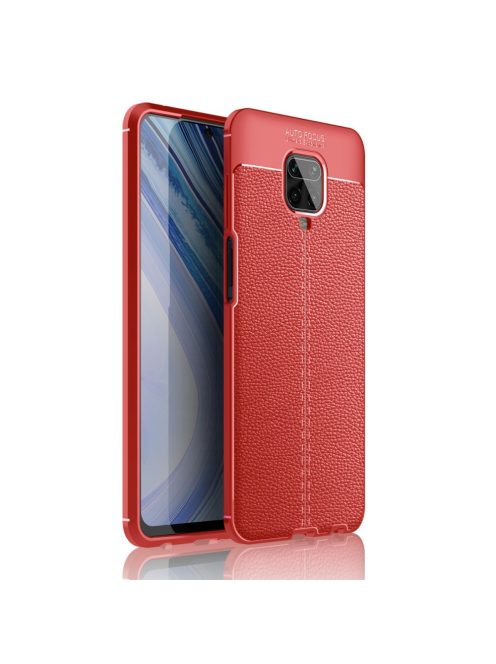 RMPACK Xiaomi Redmi Note 9S / Note 9 Pro Szilikon Tok Bőrmintázattal TPU Prémium Piros