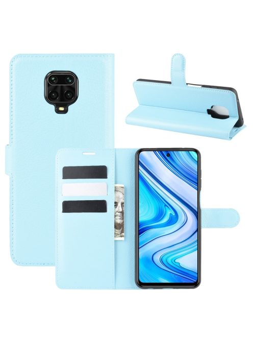 RMPACK Xiaomi Redmi Note 9S / Note 9 Pro Notesz Tok Business Series Kitámasztható Bankkártyatartóval Világoskék