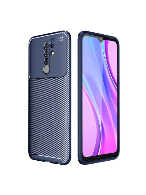 RMPACK Xiaomi Redmi 9 Tok Szilikon TPU Carbon Fiber - Karbon Minta Sötétkék