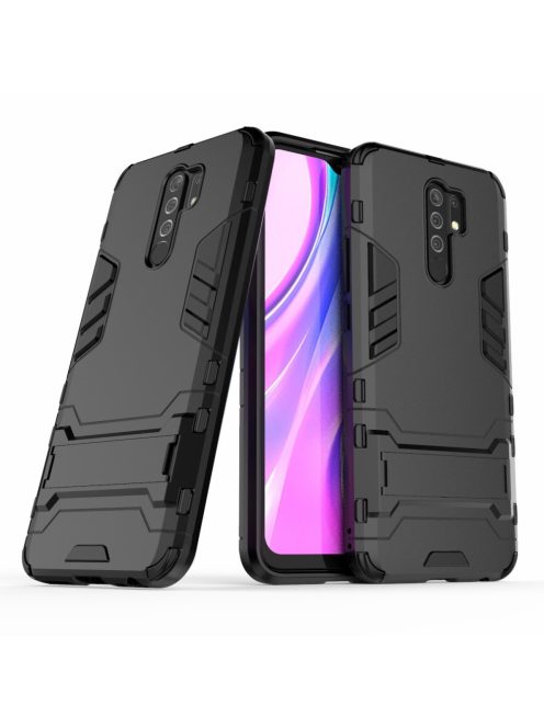 RMPACK Xiaomi Redmi 9 Tok 2in1 Ütésálló - Kitámasztható TPU Hybrid Fekete