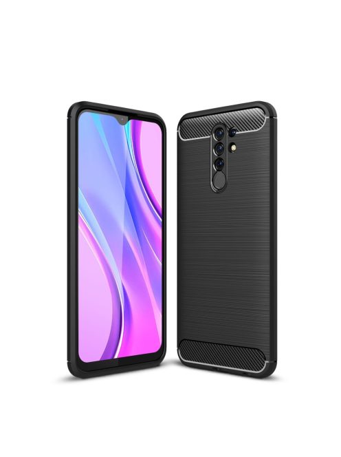 RMPACK Xiaomi Redmi 9 Szilikon Tok Ütésállókivitel Karbon Mintázattal Fekete