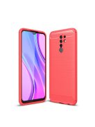 RMPACK Xiaomi Redmi 9 Szilikon Tok Ütésállókivitel Karbon Mintázattal Piros