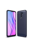 RMPACK Xiaomi Redmi 9 Szilikon Tok Ütésállókivitel Karbon Mintázattal Sötétkék