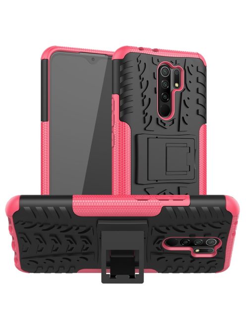 RMPACK Xiaomi Redmi 9 Ütésálló Tok Kitámasztható 2in1 Hybrid Pink