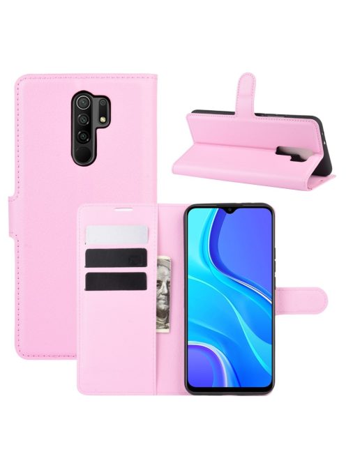 RMPACK Xiaomi Redmi 9 Notesz Tok Business Series Kitámasztható Bankkártyatartóval Rózsaszín