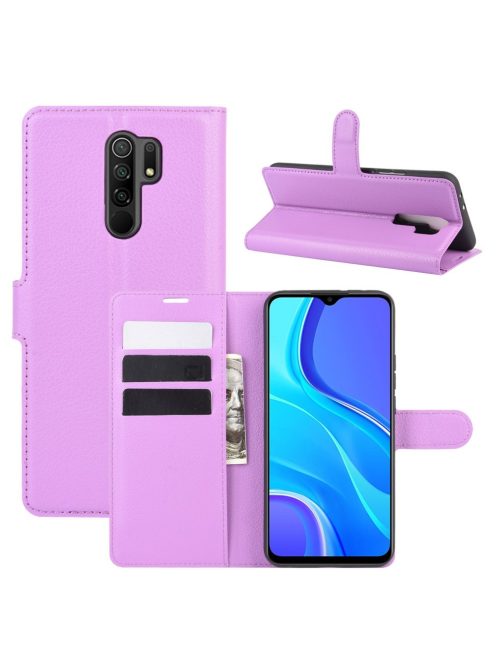 RMPACK Xiaomi Redmi 9 Notesz Tok Business Series Kitámasztható Bankkártyatartóval Lila