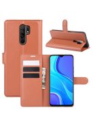 RMPACK Xiaomi Redmi 9 Notesz Tok Business Series Kitámasztható Bankkártyatartóval Barna