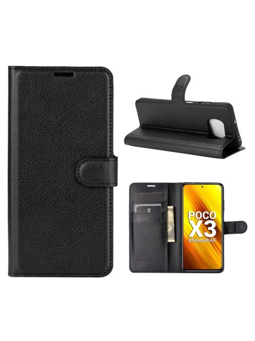 RMPACK Xiaomi Poco X3 Wallet Husa Case Business Series Stand Bankkártyatartóval Negru