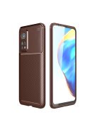 RMPACK Xiaomi Mi 10T 5G / Mi 10T Pro 5G Tok Szilikon TPU Carbon Fiber - Karbon Minta Barna