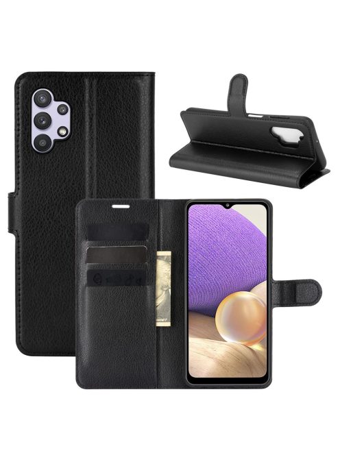 RMPACK Samsung Galaxy A32 5G Notesz Tok Business Series Kitámasztható Bankkártyatartóval Fekete