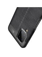 RMPACK Samsung Galaxy A12 Szilikon Tok Bőrmintázattal TPU Prémium Fekete