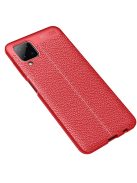 RMPACK Samsung Galaxy A12 Szilikon Tok Bőrmintázattal TPU Prémium Piros