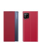 RMPACK Samsung Galaxy A12 Notesz Tok Prémium View Window Ablakos Piros