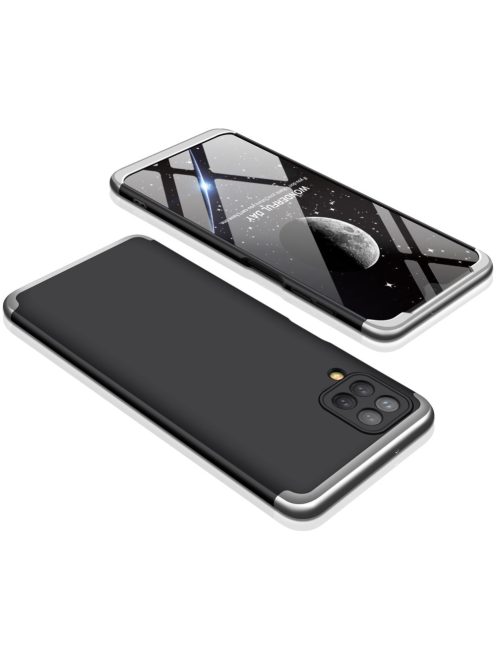 RMPACK Samsung Galaxy A12 Ütésálló Tok GKK 3in1 Műanyag Fekete-Ezüst