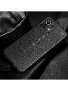 RMPACK Xiaomi Mi 11 Lite 4G/5G Szilikon Tok Bőrmintázattal TPU Prémium Fekete