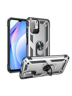   RMPACK Xiaomi Redmi Note 10 5G / Poco M3 Pro Armor Tok Ütésálló 2in1 PC TPU Series Gyűrűs - Kitámasztható Ezüst