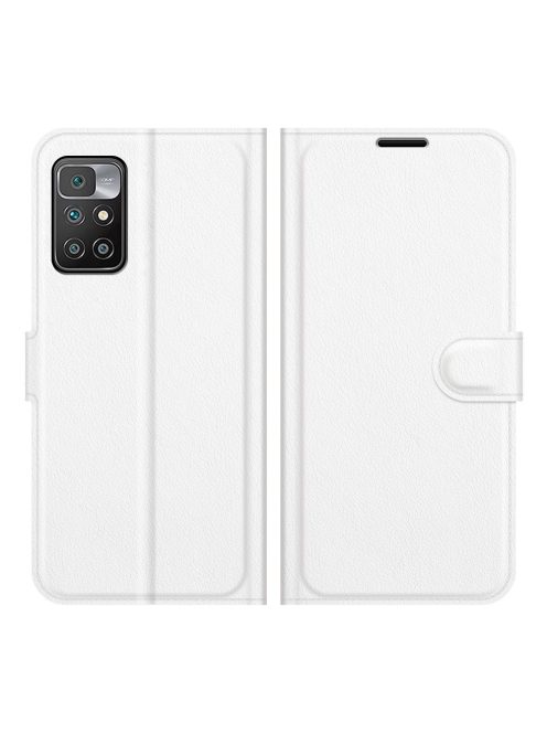 RMPACK Xiaomi Redmi 10 Notesz Tok Business Series Kitámasztható Bankkártyatartóval Fehér