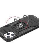 iPhone 13 6.1' Tok Ring Armor Gyűrűs Tok Kickstand Tough Rugged Kitámasztható Fekete