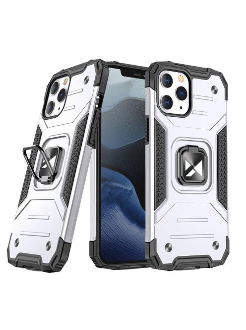 iPhone 13 6.1' Tok Ring Armor Gyűrűs Tok Kickstand Tough Rugged Kitámasztható Ezüst