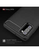 RMPACK Samsung Galaxy A03s Szilikon Tok Ütésállókivitel Karbon Mintázattal Fekete