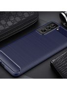 RMPACK Samsung Galaxy S21 FE Szilikon Tok Ütésállókivitel Karbon Mintázattal Sötétkék