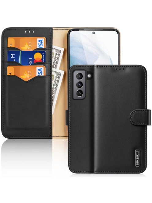 RMPACK Samsung Galaxy S21 FE Bőrtok Notesz DUX DUCIS HIVO Series Kitámasztható Kártyatartóval Fekete