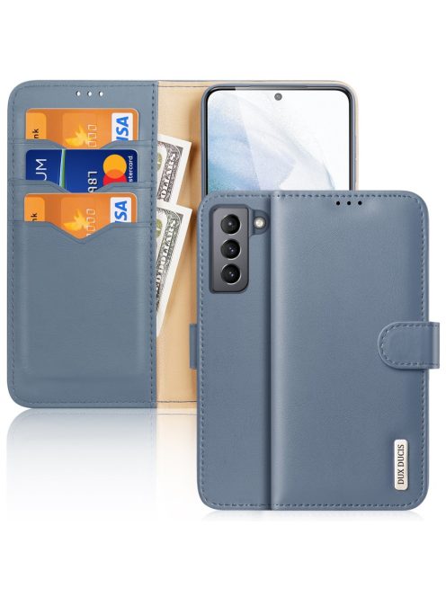 RMPACK Samsung Galaxy S21 FE Bőrtok Notesz DUX DUCIS HIVO Series Kitámasztható Kártyatartóval Kék