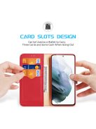 RMPACK Samsung Galaxy S21 FE Bőrtok Notesz DUX DUCIS HIVO Series Kitámasztható Kártyatartóval Piros