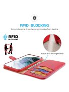 RMPACK Samsung Galaxy S21 FE Bőrtok Notesz DUX DUCIS HIVO Series Kitámasztható Kártyatartóval Piros