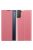 RMPACK Samsung Galaxy S21 FE Notesz Tok ELEGANT Style Ablakos View Window Series Kitámasztható Rózsaszín