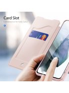 RMPACK Samsung Galaxy S21 FE Flip Notesz Tok DUX DUCIS Skin X Mágneses Kitámasztható Bankkártyatartóval Rózsaszín
