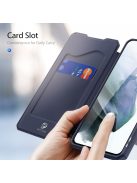 RMPACK Samsung Galaxy S21 FE Flip Notesz Tok DUX DUCIS Skin X Mágneses Kitámasztható Bankkártyatartóval Kék
