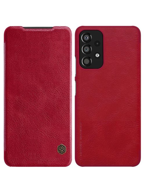 RMPACK Samsung Galaxy A33 5G Notesz Tok Nillkin Qin Bőrtok Kitámasztható Kártyatartóval Piros