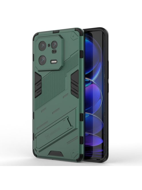 RMPACK Xiaomi 13 Pro Tok Ütésállókivitel Kitámasztható PC + TPU 2in1 Anti-Drop Series Kameralencse védelemmel Zöld