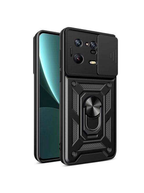 RMPACK Xiaomi 13 Pro Ütésálló Tok Best Armor Ring Style + Camera Protector Lencsevédelemmel Fekete