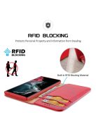 RMPACK Samsung Galaxy S23 Ultra Bőrtok Prémium Notesz DUX DUCIS Hivo Series RFID Blocking Funkcióval Piros