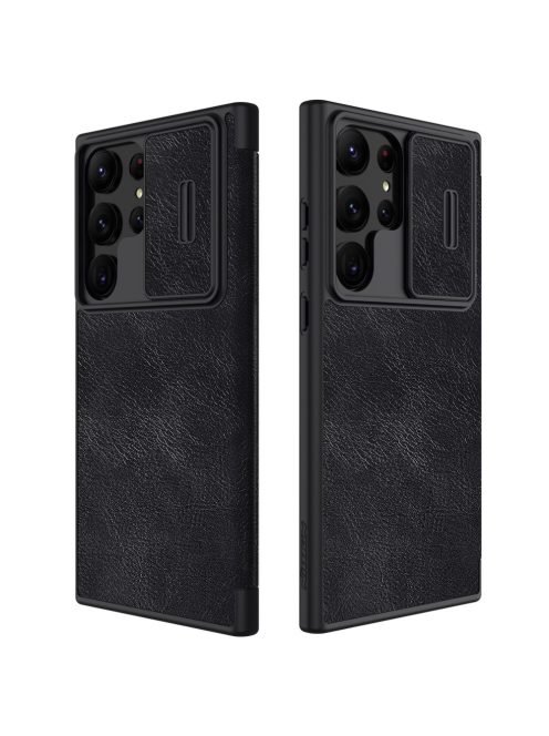 RMPACK Samsung Galaxy S23 Ultra Bőrtok Nillkin Qin Pro Series Lencsevédő - Kártyatartóval - Kitámasztható Notesz Fekete