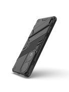 RMPACK Honor 90 5G Tok Ütésállókivitel Kitámasztható PC + TPU 2in1 Anti-Drop Series Kameralencse védelemmel Fekete