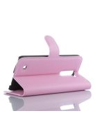 LG K10 Bőrtok Notesz Kártyatartóval Kitámasztható Funkcióval Rózsaszín