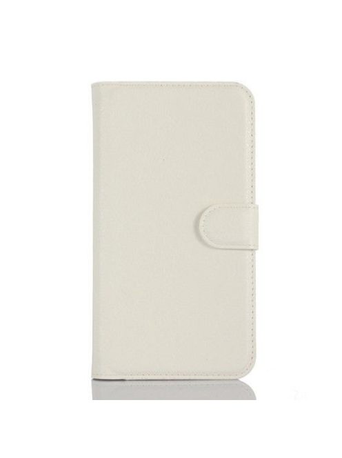 LG K10 Bőrtok Notesz Kártyatartóval Kitámasztható Funkcióval Fehér