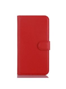  LG K10 Bőrtok Notesz Kártyatartóval Kitámasztható Funkcióval Piros
